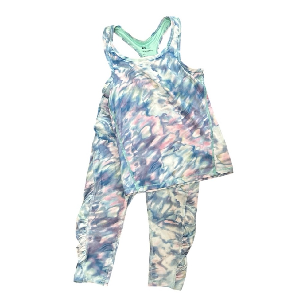 ALL IN MOTION (TARGET) Little Girls Activewear 2-Pc Set Blue & Pink XS (4/5)